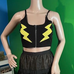 NWT $50 24 HRS | Zip Cami Top with Lightning Bolt Sequin Appliqués | XS